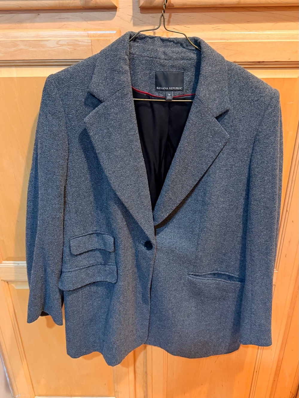 NWOT Banana Republic Women's Charcoal Gray Wool Blazer Jacket